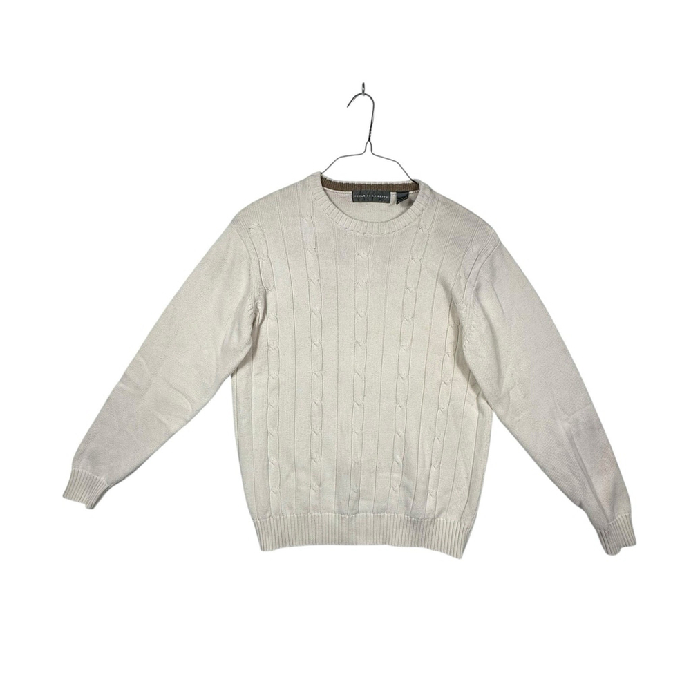 OSCAR DE LA RENTA Mens Cream vintage Cable Knit Sweater Size Large